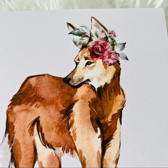 Maned Wolf Watercolor Illustration Wall Art Print Poster Unframed - Picture 15 of 17